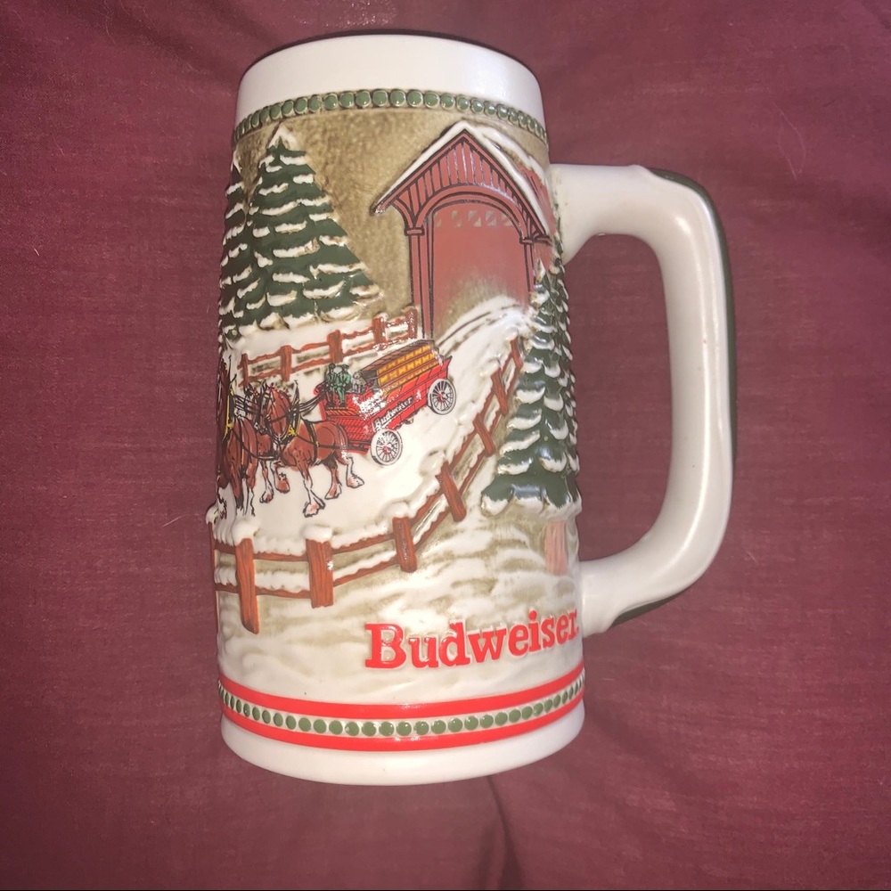 Budweiser Beer Stein, Vintage, Winter Scene